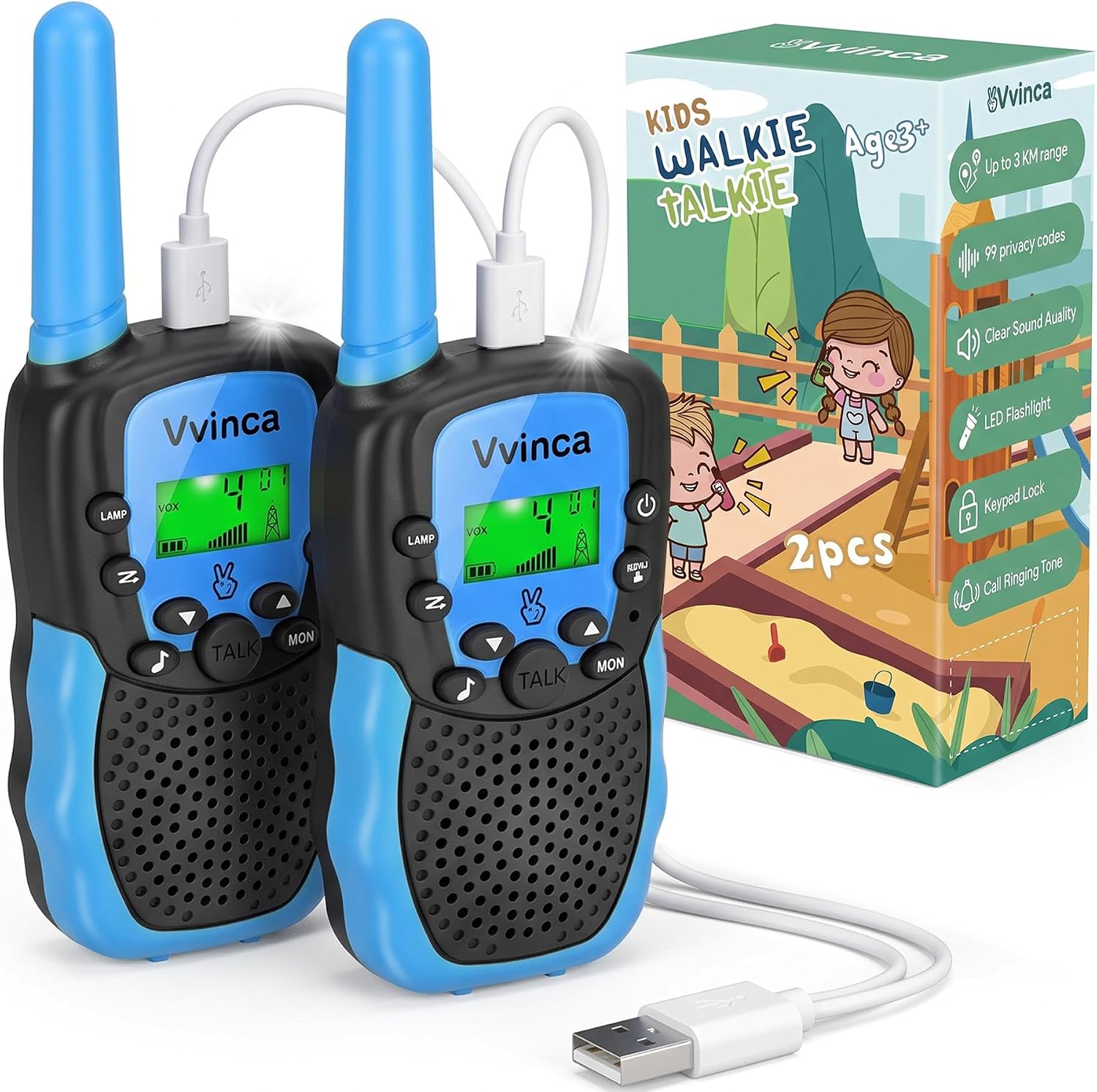 Vvinca 兒童充電式對講機，玩具，適合 3-12 歲男孩女孩禮物