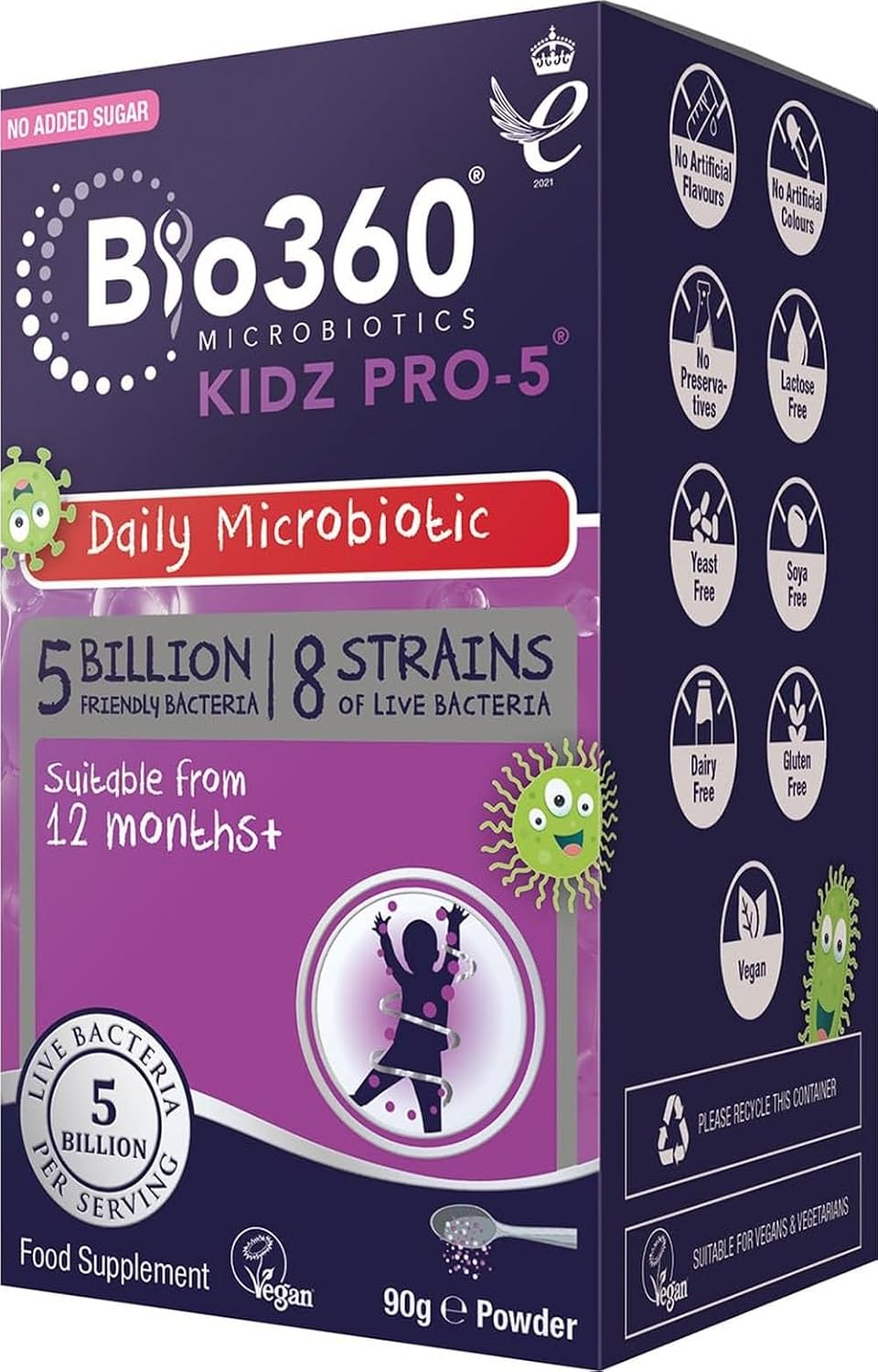 Natures Aid Bio360 Kidz Pro-5 每日微生物補充劑粉 - 90 克