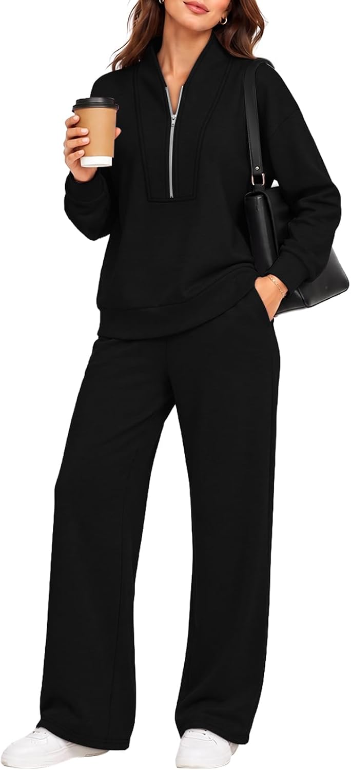 WIHOLL 女款 2 件套秋季服裝運動服套裝配套套裝