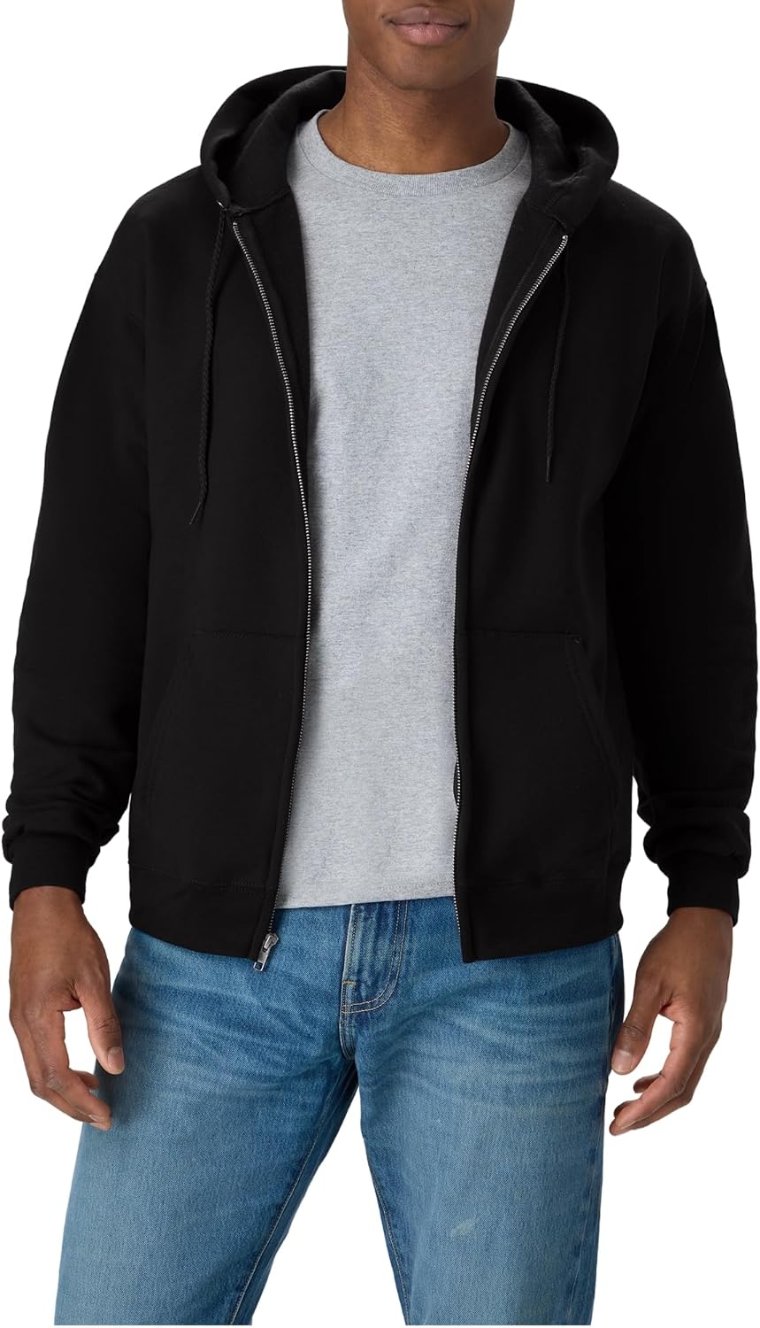 Hanes 男士拉鍊連帽衫，Ecosmart 男士羊毛全拉鍊連帽衫，連帽運動衫