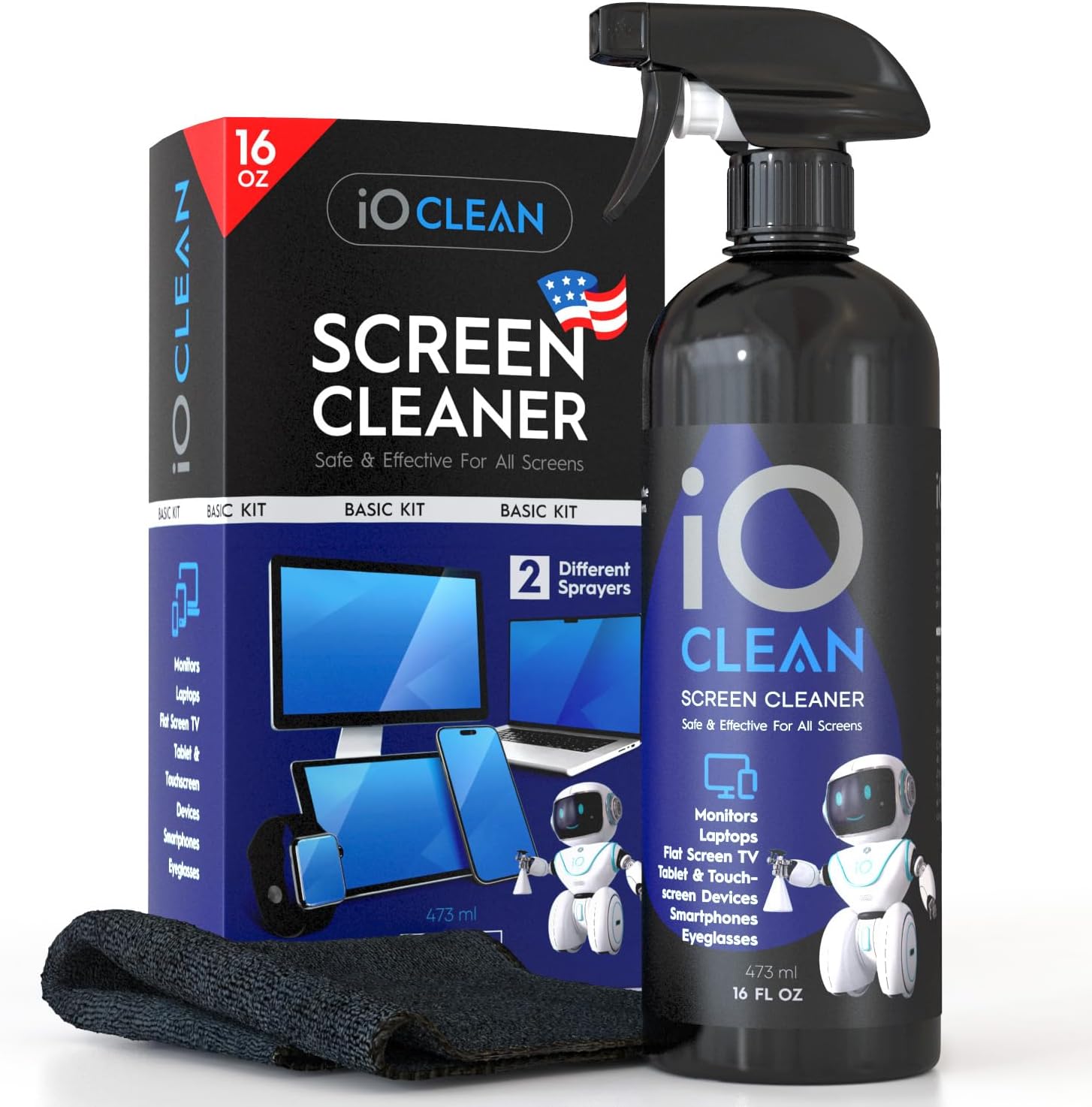 iO CLEAN 16 盎司螢幕清潔噴霧 – 最佳大型清潔套件