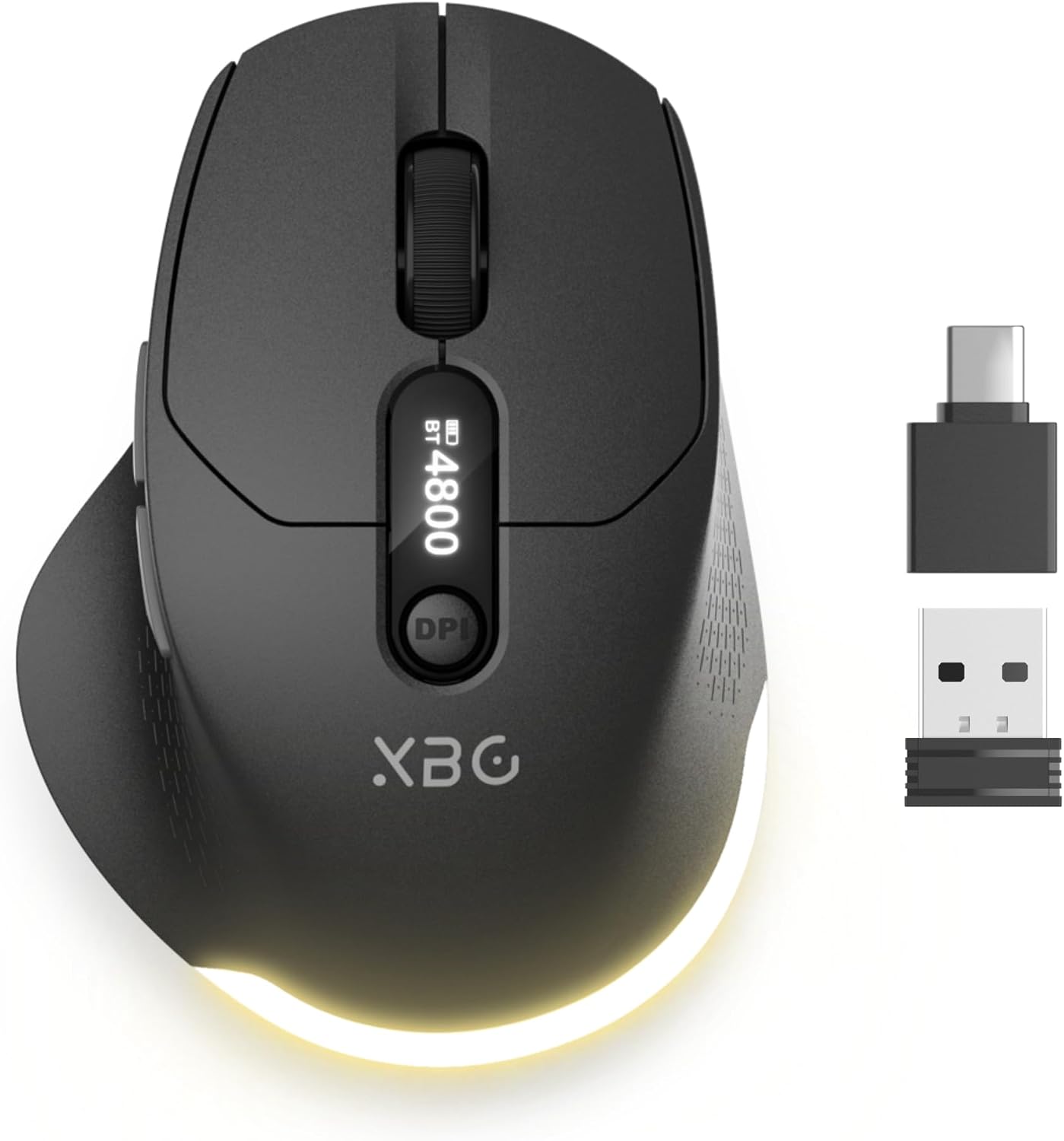 XBG B18Pro 三模式無線藍牙滑鼠，帶 LED 顯示屏，適用於筆記型電腦