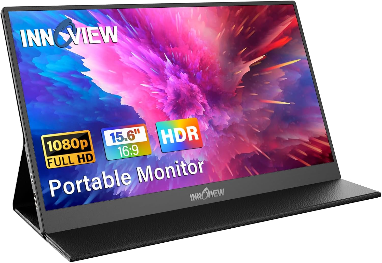 InnoView 便攜式顯示器，15.6 吋 FHD 1080P HDMI USB C 第二個外接顯示器，適用於筆記型電腦、桌上型電腦、MacBook、手機、平板電腦、PS5/4、Xbox、Switch、內建揚聲器，附保護套