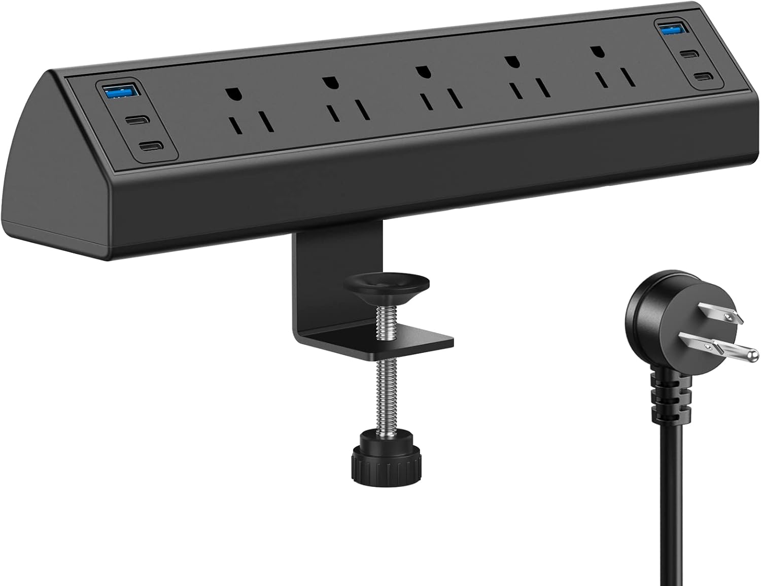Jgstkcity 桌夾電源板 USB C，40W 快速充電站，4 個 PD 20W USB C 端口，桌面邊緣安裝電湧保護器，5 個插座，適合 1.96 英寸桌面邊緣，ETL 認證