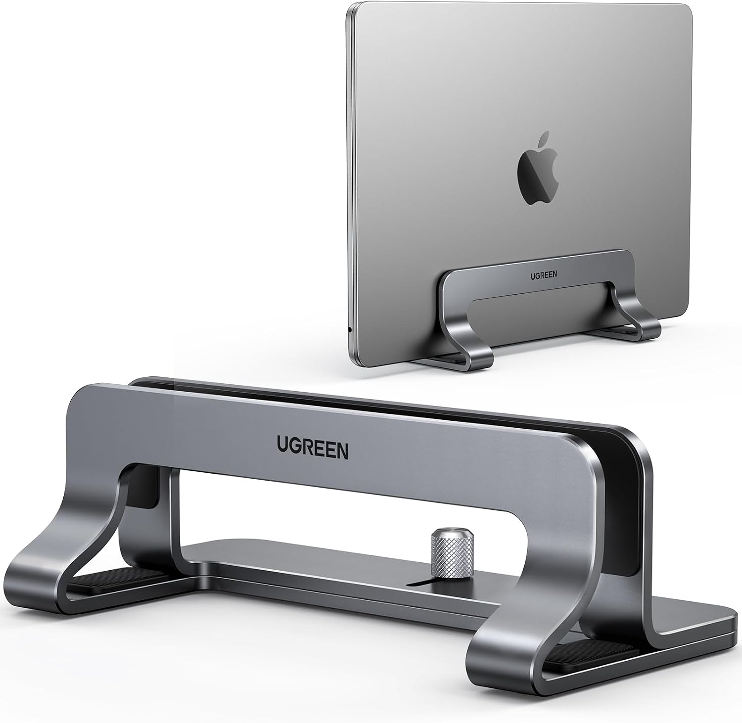 UGREEN 桌上型筆記型電腦支架，適用於 MacBook Pro、MacBook Air 支架 立式鋁製可調式支架，適用於最大 17.3 吋遊戲筆記型電腦，灰色
