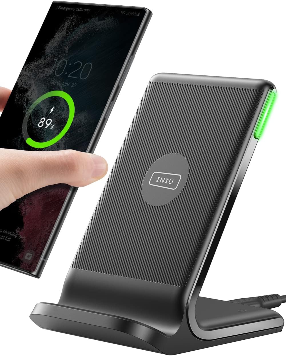 INIU 無線充電器，15W 快速無線充電手機站，附 LED