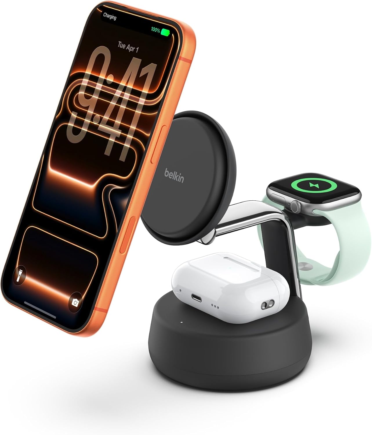 Belkin Qi2.2 25W 無線快速充電站，三合一 iPhone 充電器