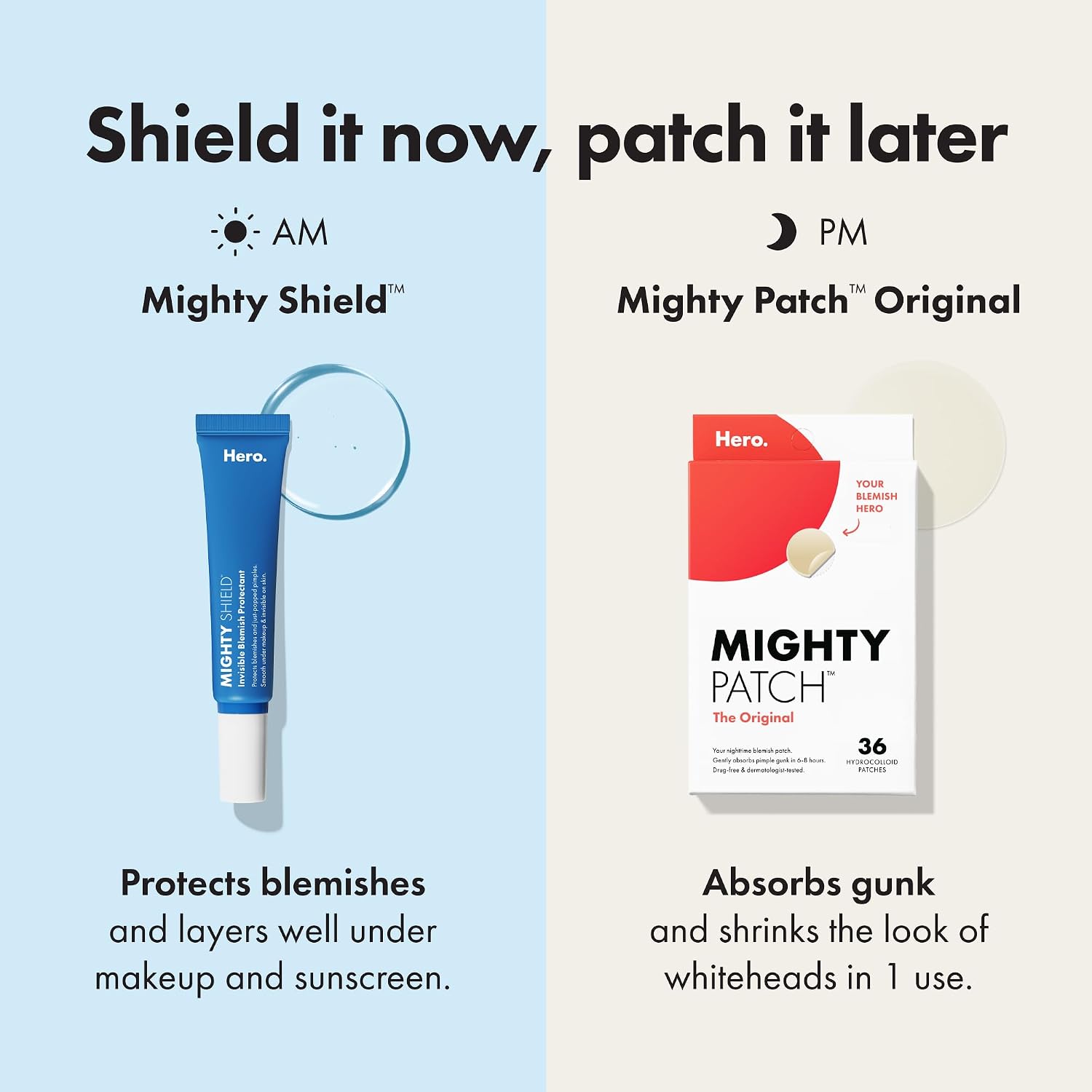Mighty Patch 原廠痘痘貼片和 Mighty Shield 液體貼片隱形瑕疵保護套裝（36 片，10 毫升液體）