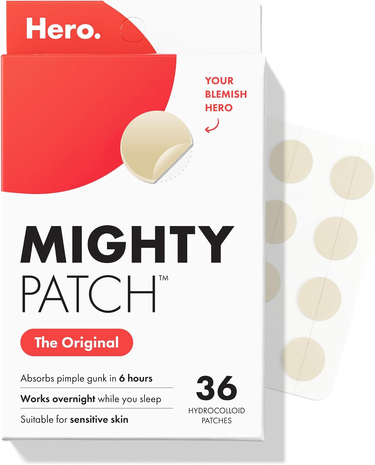 Mighty Patch Hero Cosmetics 原創夜間痤瘡粉刺貼片，36 片