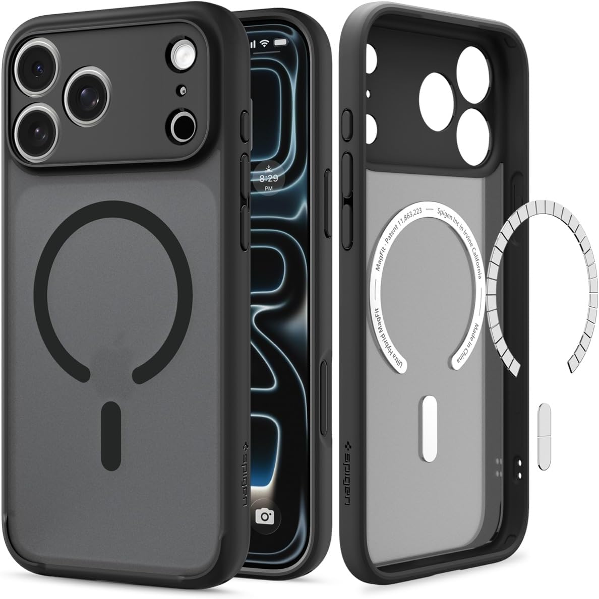 Spigen iPhone 18 Pro / 17 Pro ケース MagSafe対応 ウルトラ・ハイブリッド・マグフィット（フロスト・ブラック）