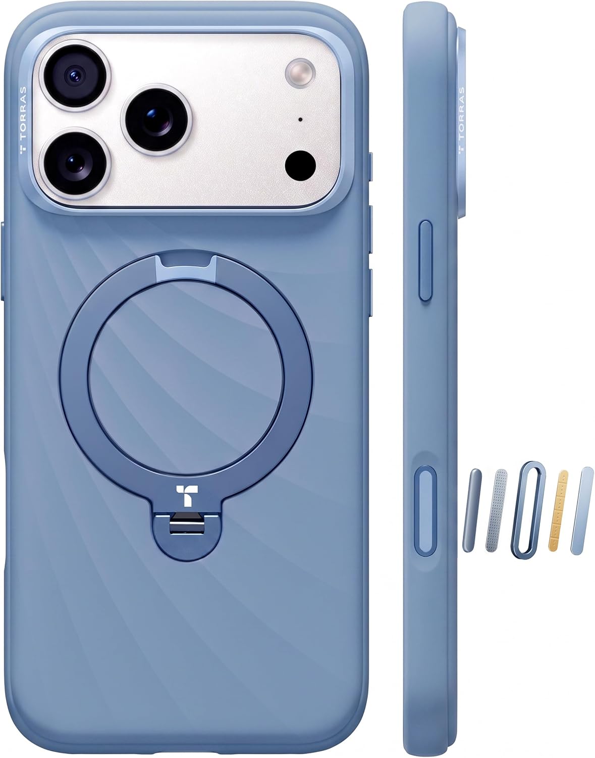 TORRAS iPhone 18 Pro Max 用 ケース シリコン MagSafe対応 Ostand Q3 Wind グレイシャー・ブルー