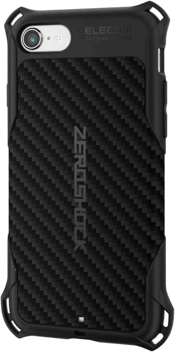 ELECOM iPhone SE3 第 3 代手機殼，防震，減震，美國軍用 MIL 標準認證，ZEROSHOCK 軟【相容 iPhone SE2（第 2 代）/ 8 / 7】黑色 PMWA22SZEROGBK