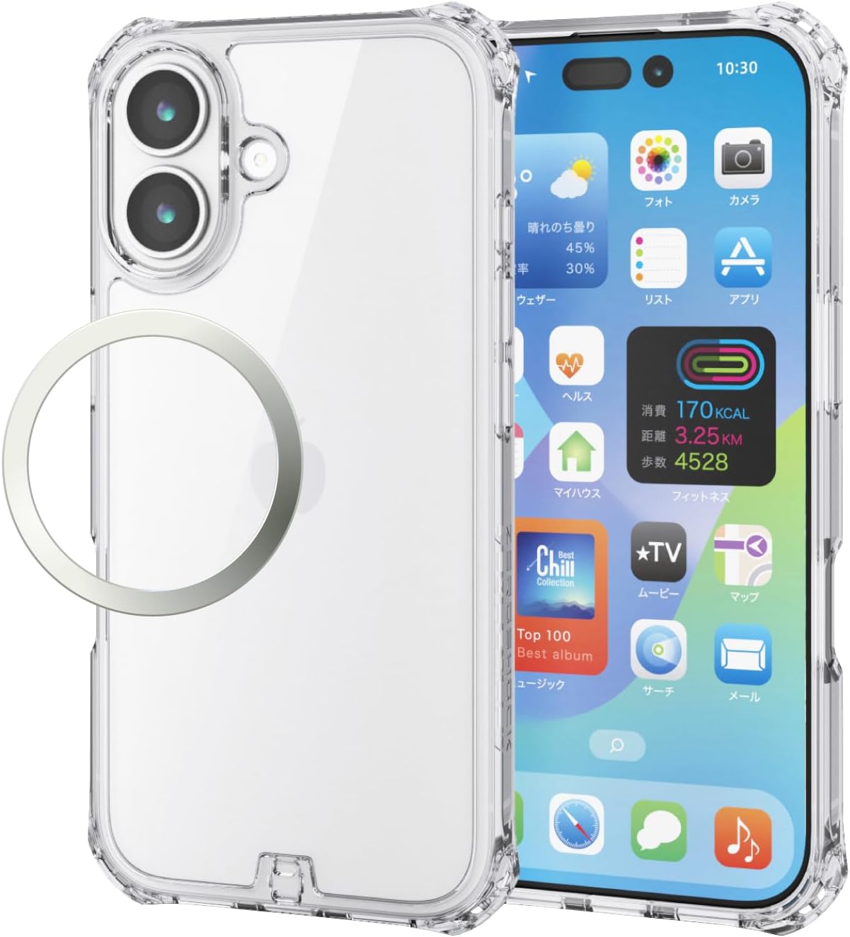 エレコム iPhone 17 ケース カバー 透明 耐衝撃 衝撃吸収 ポリカーボネート TPU 傷に強い ハードコート加工 [フィルム・メタルステッカー付き] 4つ角ダンパー カメラレンズ保護設計 ZEROSHOCK クリア PMWA25AZEROTCR