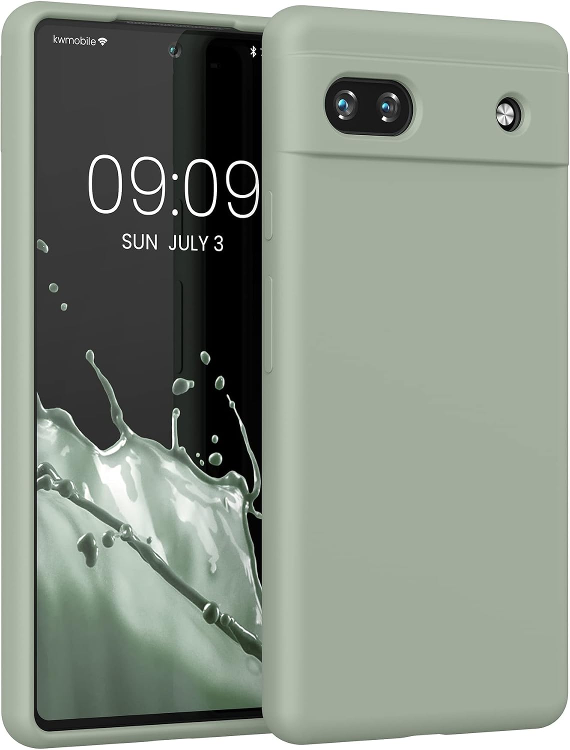 kwmobile 手機殼適用於 Google Pixel 6a 保護殼 - TPU 液態矽膠套 - 防震防刮光滑保護殼 綠灰色