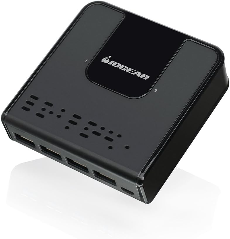 IOGEAR 4x2 USB 3.0 週邊共享交換器 - 在 2 台電腦之間共用 4 個 USB 裝置 - LED 指示燈 - 包含遠端連接線 - PC - MAC - 印表機 - 掃描器 - 滑鼠/鍵盤等 - GUS432