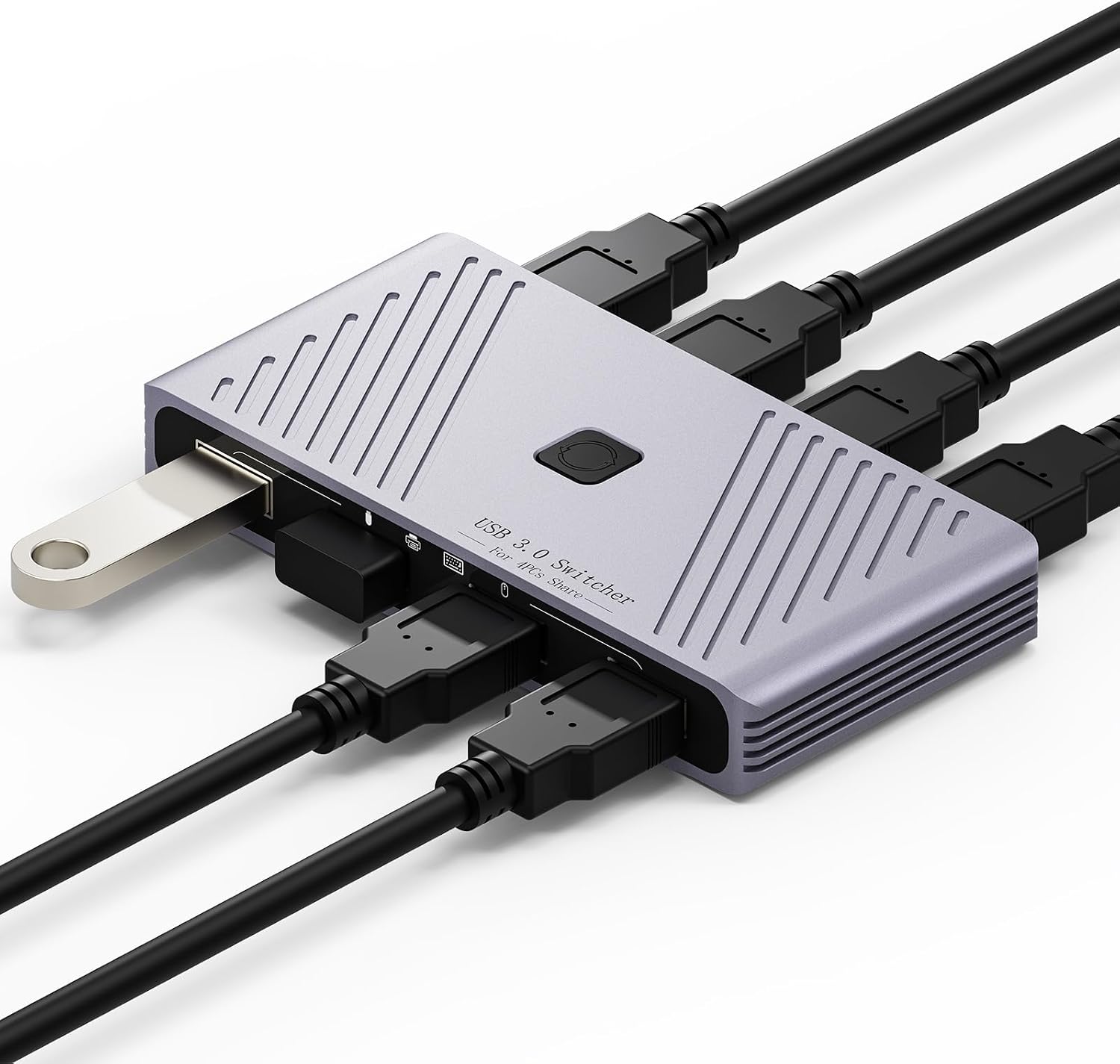 USB 3.0切換器，4台電腦共用4個USB設備，一鍵切換器