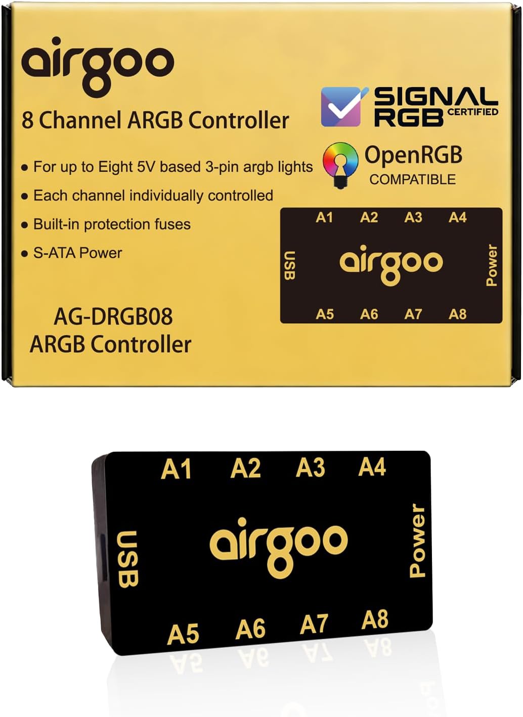 airgoo 8 連接埠磁性安裝 USB ARGB 控制器支援 SignalRGB OpenRGB