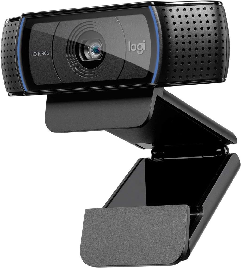 Logitech C920 HD PRO 網路攝影機，全高清 1080p，78° 視野，自動對焦​​，清晰的立體聲，曝光補償，用於 Skype、FaceTime、環聊等的 USB 連接埠。 PC / Mac / ChromeOS / Android - 黑色