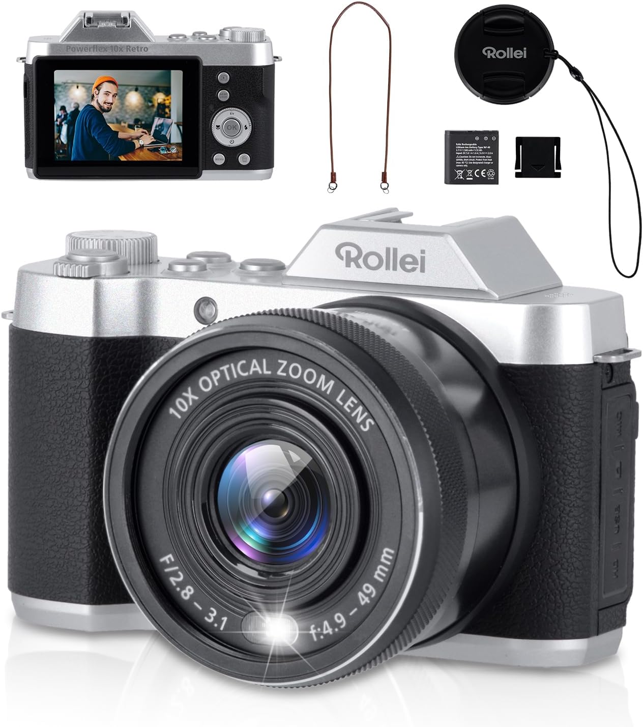 Rollei Powerflex 10 倍復古 64MP 4K 數位相機 10 倍光學變焦