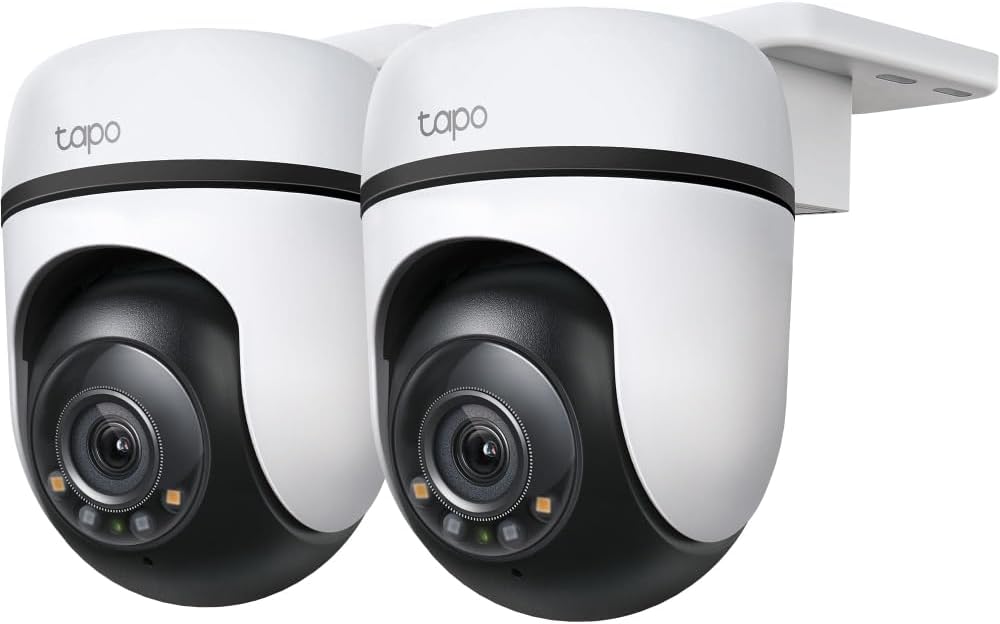 Tapo C510W（2 件裝）360° WiFi 戶外監控攝像頭，彩色夜視，AI 檢測，智能跟蹤，光聲警報，雙向音頻，通過 MicroSD 卡或 H500 HomeBase 進行本地存儲