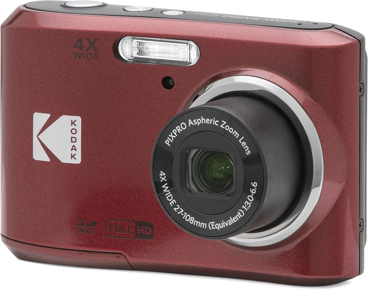 柯達 PIXPRO FZ45 16MP 輕巧數位相機，4 倍光學變焦，AA，紅色