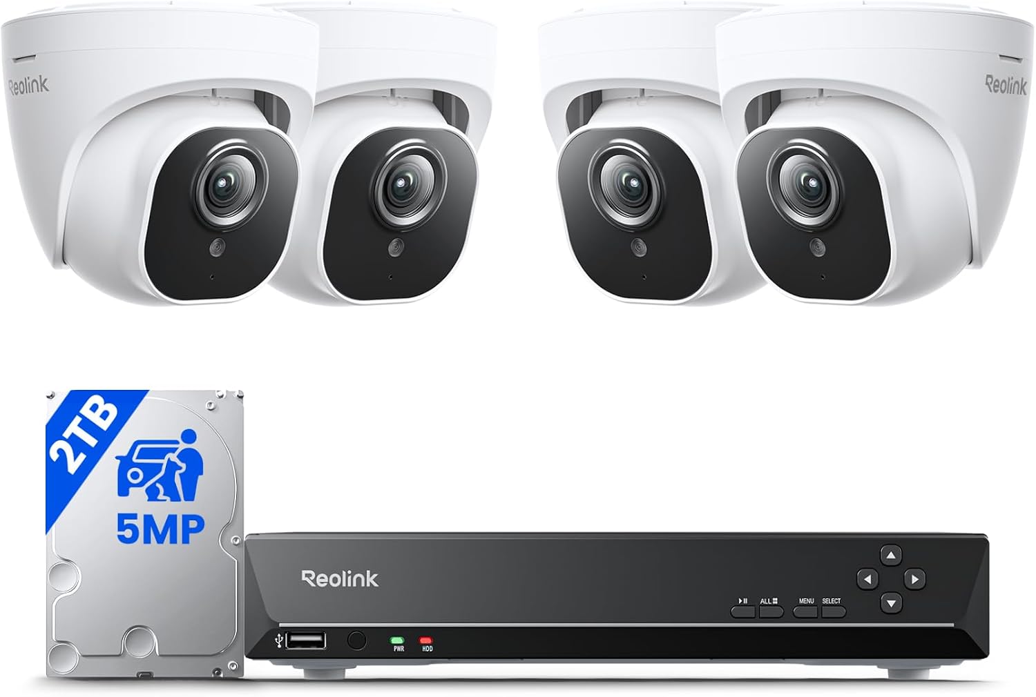 REOLINK 5MP 8CH 家庭安全攝影機系統，附 2TB HDD RLK8-520D4-5MP