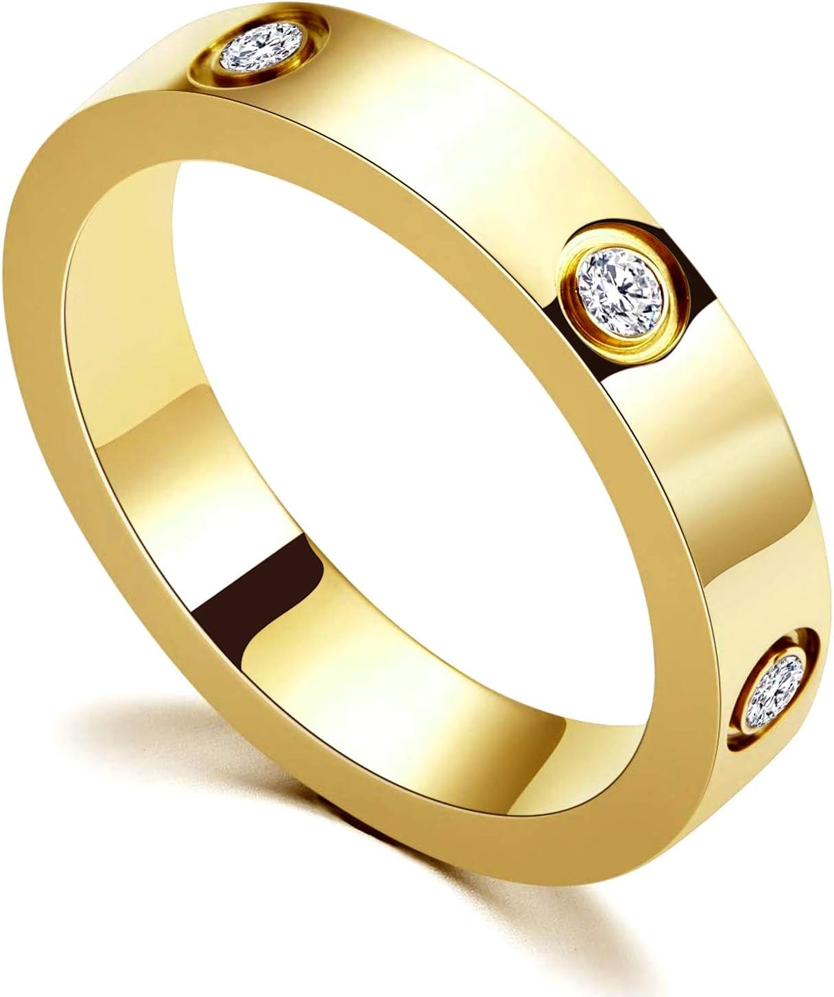 PDWZNBA 愛情友誼戒指 18K 金銀玫瑰鍍方晶鋯石不銹鋼定情戒指結婚戒指首飾生日禮物女士