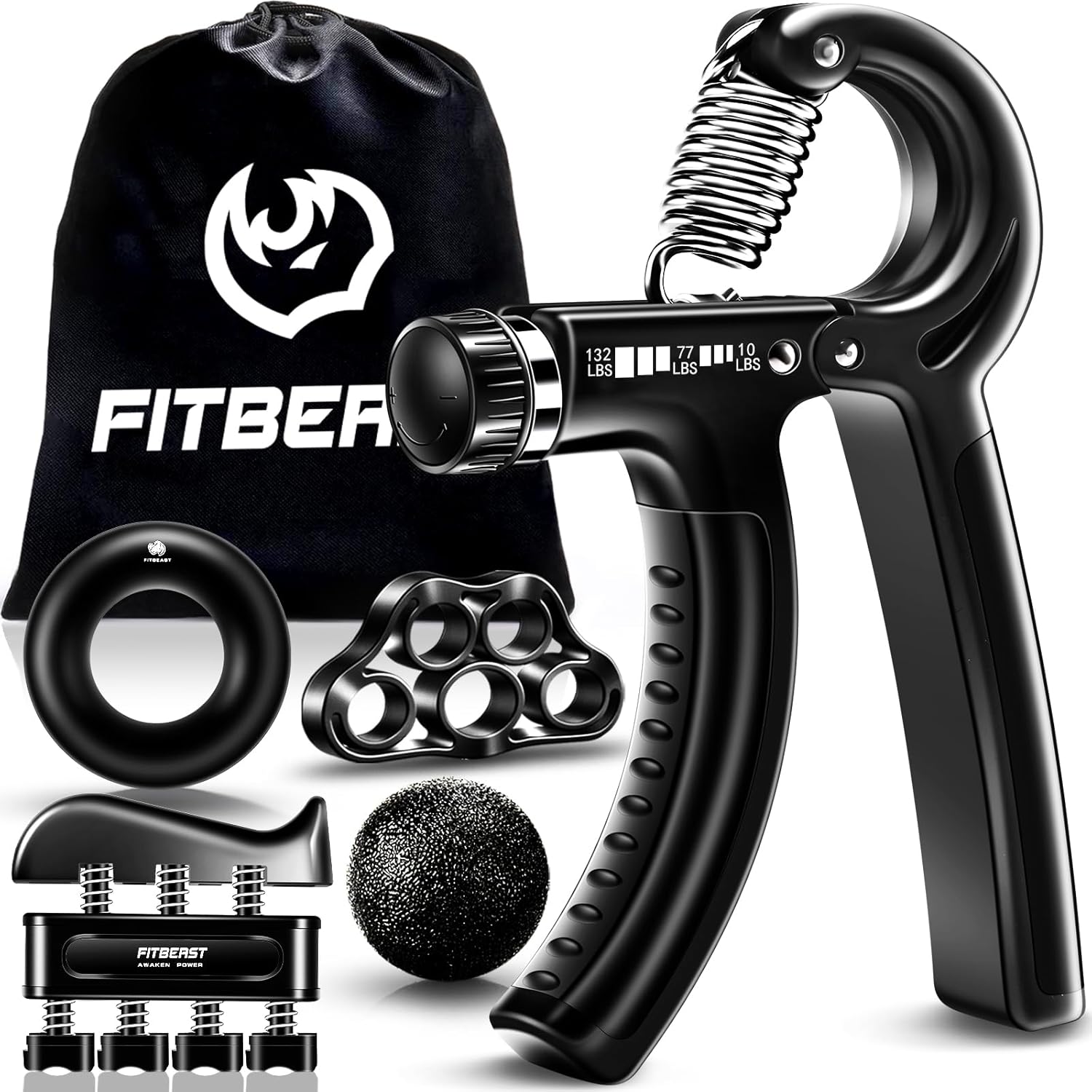 FitBeast 握力強化器前臂強化器握力強化器套件 - 5 件裝可調式阻力
