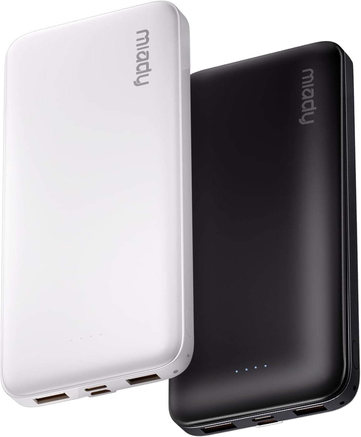 Miady 2 件裝便攜式充電器，超薄 10000mAh 行動電源旅行電池組