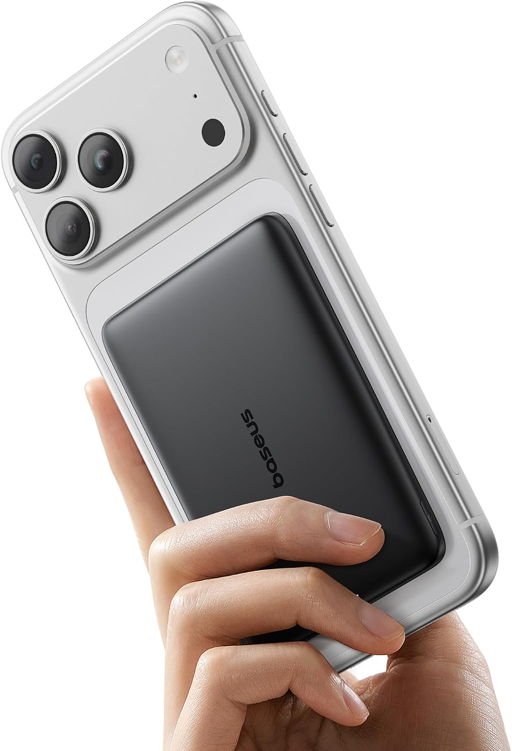 倍思 Picogo AM41 行動電源，超薄 5000 mAh Magsafe 行動電源，PD 20 W 快速充電，便攜式，無線磁性外置電池，帶 USB C 線，適用於 iPhone 17/16/15/14/13/12，黑色