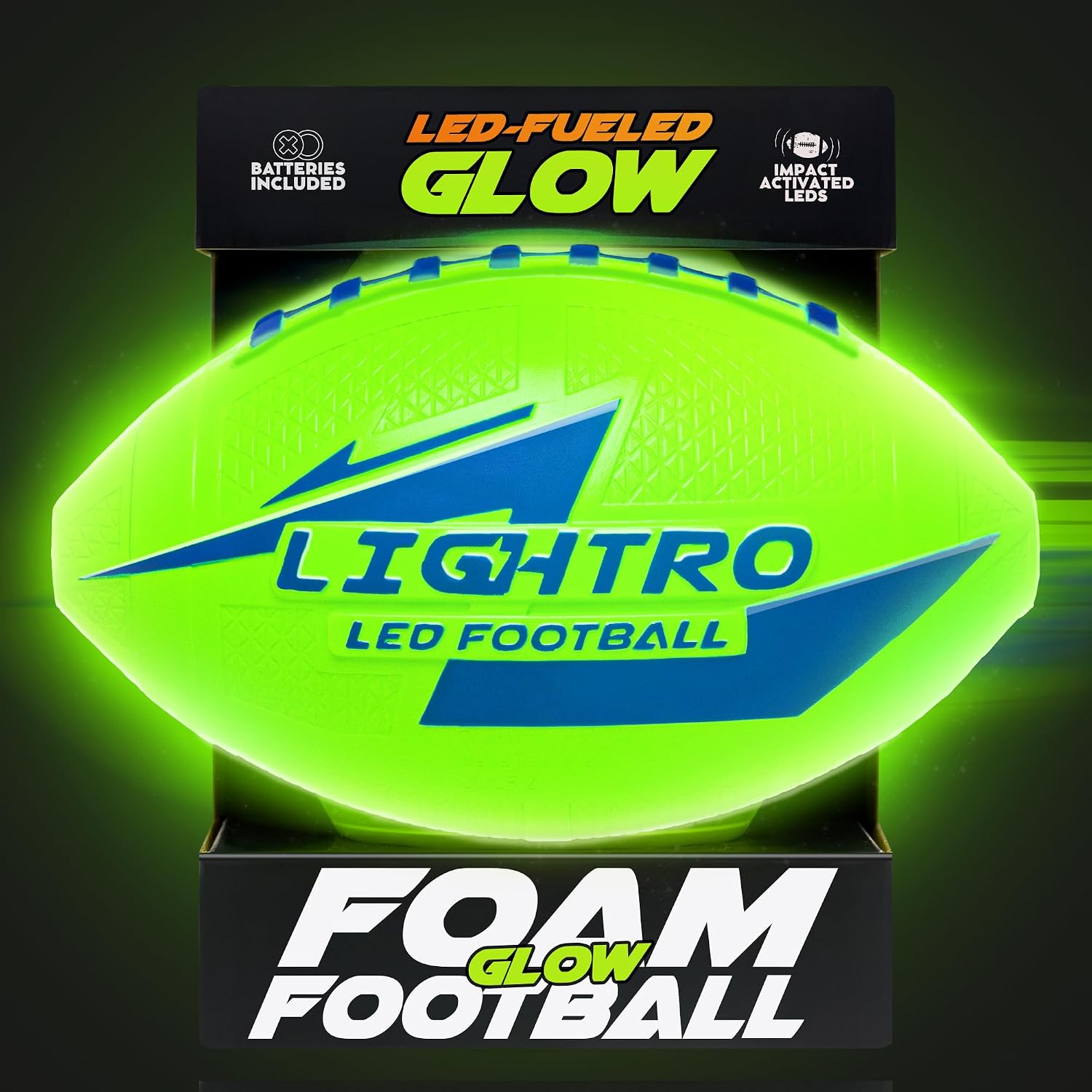 LIGHTRO - 柔軟泡沫在黑暗中發光足球 - 8 英寸青少年尺寸 - 超亮 LED - 含電池 - LED 足球 - 適合兒童 6 7 8 9 10 11 12 - 生日發光禮物 - 兒童和男孩