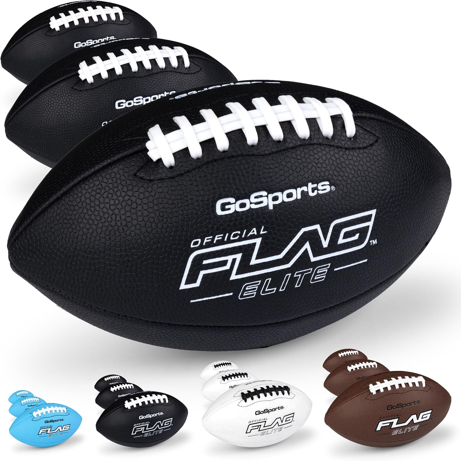 GoSports 3 件裝精英腰旗橄欖球 - 迷你、Pee Wee、青少年和青少年尺寸