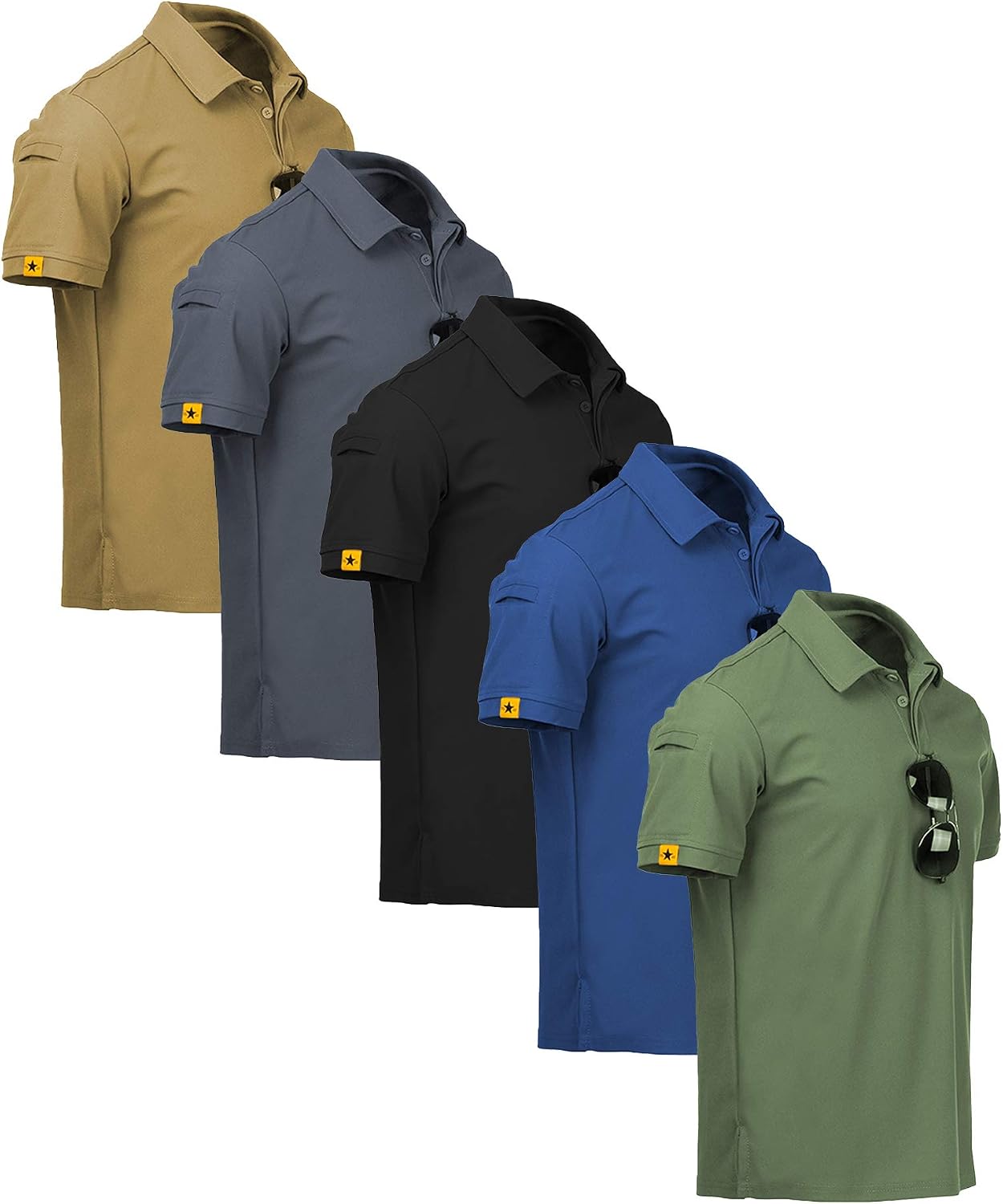 ZITY 5 件裝男款 Polo 衫短袖吸濕排汗高爾夫 T 卹