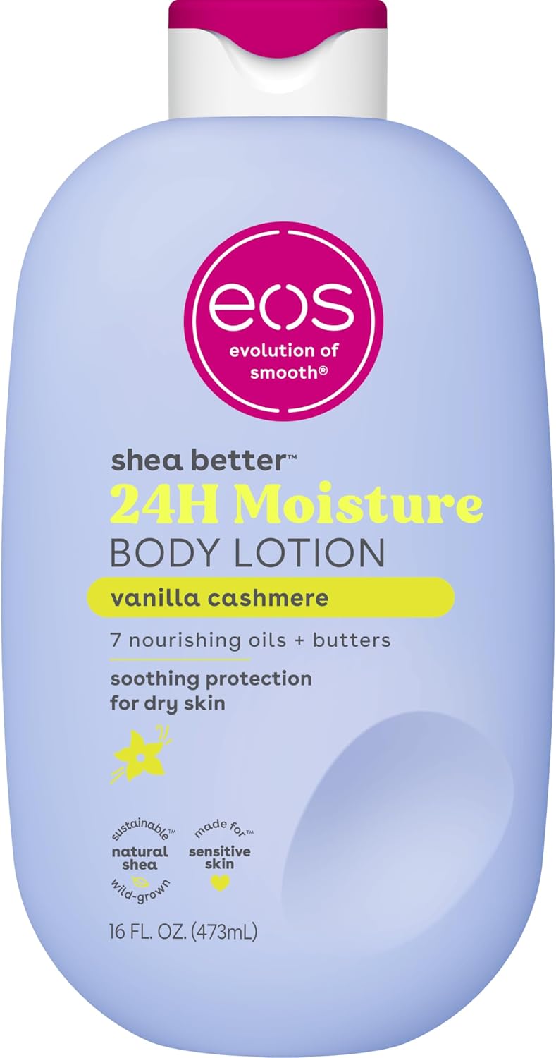 eos Shea Better 身體乳 - 香草羊絨，24 小時保濕，16 液量盎司
